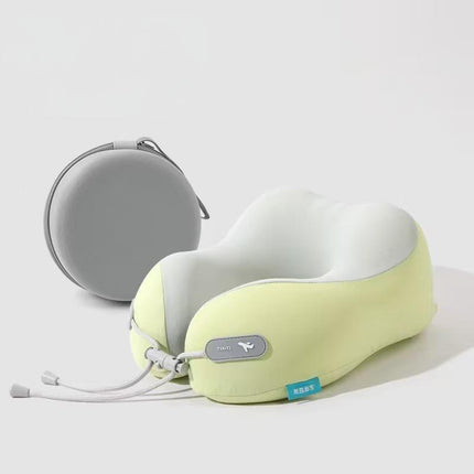 Cooling Memory Foam Neck Pillow for Travel-U-Shaped Ergonomic Travel Pillow for Adults,Flight Neck Pillow with Portable Case,Breathable Ice Silk Cover,Slow Rebound Support for Airplane,Car.