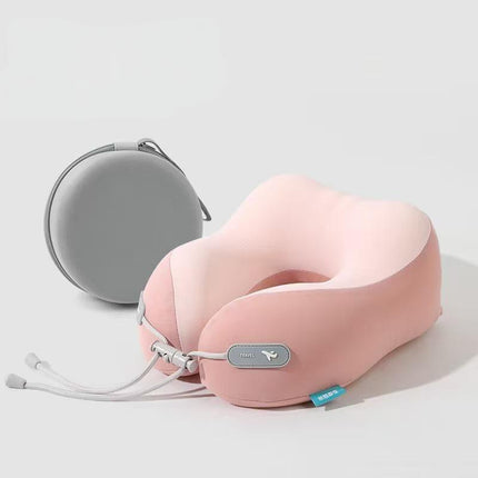 Cooling Memory Foam Neck Pillow for Travel-U-Shaped Ergonomic Travel Pillow for Adults,Flight Neck Pillow with Portable Case,Breathable Ice Silk Cover,Slow Rebound Support for Airplane,Car.
