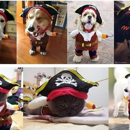 pet products New Funny Pet Clothes Pirate Dog Cat Costume Suit Corsair Dressing up Party Apparel Clothing for Cat Dog Plus Hat.