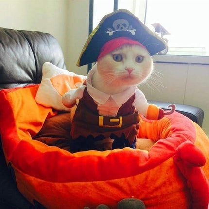 pet products New Funny Pet Clothes Pirate Dog Cat Costume Suit Corsair Dressing up Party Apparel Clothing for Cat Dog Plus Hat.