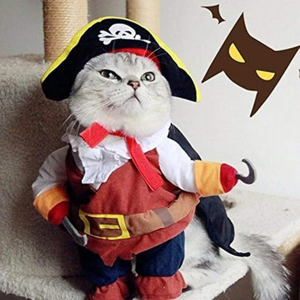 pet products New Funny Pet Clothes Pirate Dog Cat Costume Suit Corsair Dressing up Party Apparel Clothing for Cat Dog Plus Hat.