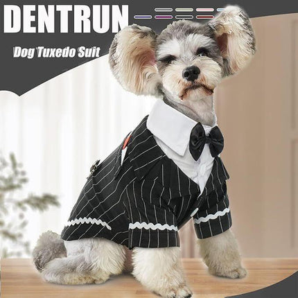 pet products Dog Cat Tuxedo Suit with Bow Tie - Formal Black & White Striped Pet Costume Shirt, Elegant Wedding Outfit Birthday Party Attire for Maltese Dachshund Yorkie Puppies Shih Tzu Small Medium Dogs and cats.