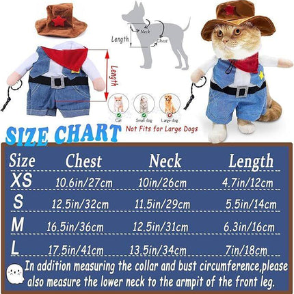 pet products Small Dog Cowboy Costume with Hat 2pcs Funny Halloween Chucky Costumes Cool West Cowboy Uniform Puppy Denim Overalls Western Cosplay Sheriff Outfits Cat Apparel.