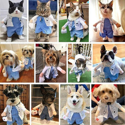 pet products Funny Small Dog Doctor Coat Onesie - Cat & Puppy Halloween Costume - Doctor Uniform Apparel.