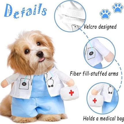 pet products Funny Small Dog Doctor Coat Onesie - Cat & Puppy Halloween Costume - Doctor Uniform Apparel.
