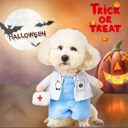 pet products Funny Small Dog Doctor Coat Onesie - Cat & Puppy Halloween Costume - Doctor Uniform Apparel.