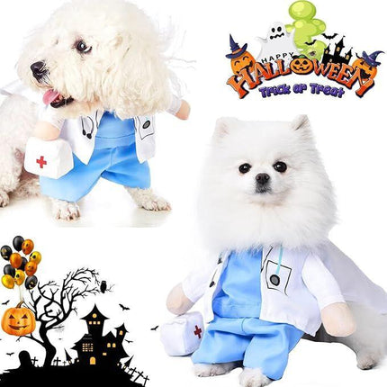 pet products Funny Small Dog Doctor Coat Onesie - Cat & Puppy Halloween Costume - Doctor Uniform Apparel.