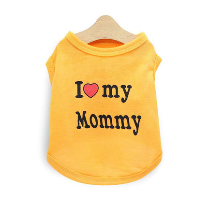 Pet products 4-Piece Pet Vest Set for Summer - Includes 4 Versatile Vests with I ❤️ my Mommy Message, Lightweight Breathable Fabric Perfect for Dogs and Cats in Warm Weather（M）.