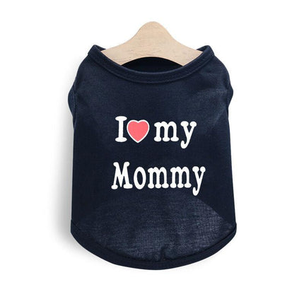 Pet products 4-Piece Pet Vest Set for Summer - Includes 4 Versatile Vests with I ❤️ my Mommy Message, Lightweight Breathable Fabric Perfect for Dogs and Cats in Warm Weather（M）.