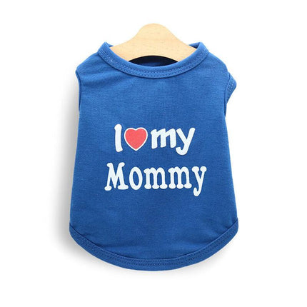 Pet products 4-Piece Pet Vest Set for Summer - Includes 4 Versatile Vests with I ❤️ my Mommy Message, Lightweight Breathable Fabric Perfect for Dogs and Cats in Warm Weather（M）.