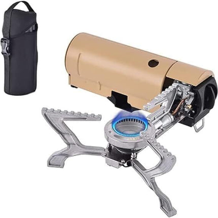 2500W Portable Camping Stove Foldable Butane Stove Indoor/Outdoor Cooking Suitable for Picnic, Backpacking Hiking, Adventure, Home, Travel, Outdoor Patio, RV Trip (Khaki).