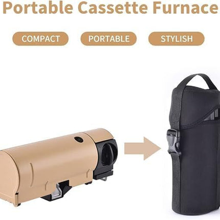 2500W Portable Camping Stove Foldable Butane Stove Indoor/Outdoor Cooking Suitable for Picnic, Backpacking Hiking, Adventure, Home, Travel, Outdoor Patio, RV Trip (Khaki).