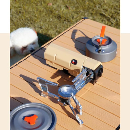 2500W Portable Camping Stove Foldable Butane Stove Indoor/Outdoor Cooking Suitable for Picnic, Backpacking Hiking, Adventure, Home, Travel, Outdoor Patio, RV Trip (Khaki).