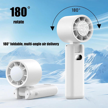 Portable Handheld Turbo Fan with Cooling Tech, Digital Display, 100-Speed Control, Rechargeable 4-in-1 Personal Fan for Travel, Outdoor, Office (White).