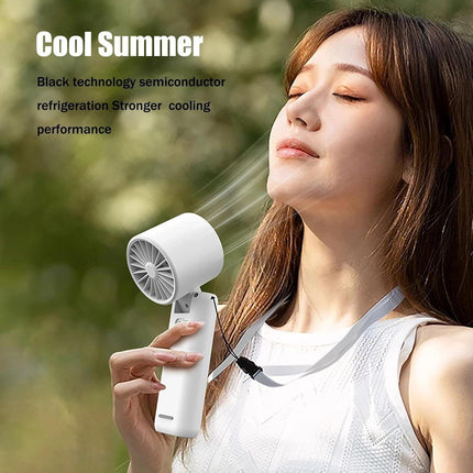 Portable Handheld Turbo Fan with Cooling Tech, Digital Display, 100-Speed Control, Rechargeable 4-in-1 Personal Fan for Travel, Outdoor, Office (White).