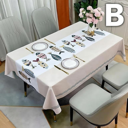 Waterproof Oilproof Washable Heat-Resistant PVC Tablecloth - 5 Patterns & Sizes for Home, Restaurant & Picnic Dining（D,220*138）.