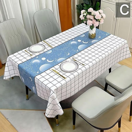 Waterproof Oilproof Washable Heat-Resistant PVC Tablecloth - 5 Patterns & Sizes for Home, Restaurant & Picnic Dining（D,220*138）.