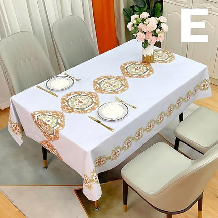 Waterproof Oilproof Washable Heat-Resistant PVC Tablecloth - 5 Patterns & Sizes for Home, Restaurant & Picnic Dining（D,220*138）.