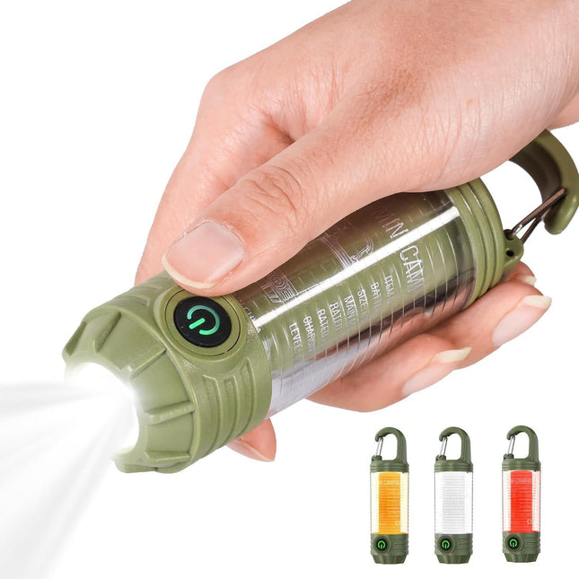 Rechargeable LED Camping Lantern Flashlight: 6 Modes, USB-C, Portable for Hiking, Emergency, Night Walking & Outdoor Adventures（green）.