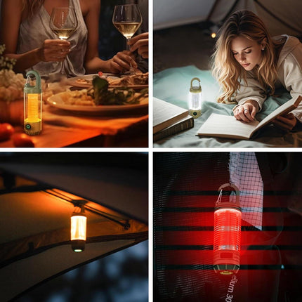 Rechargeable LED Camping Lantern Flashlight: 6 Modes, USB-C, Portable for Hiking, Emergency, Night Walking & Outdoor Adventures（green）.