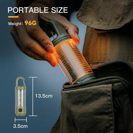 Rechargeable LED Camping Lantern Flashlight: 6 Modes, USB-C, Portable for Hiking, Emergency, Night Walking & Outdoor Adventures（green）.
