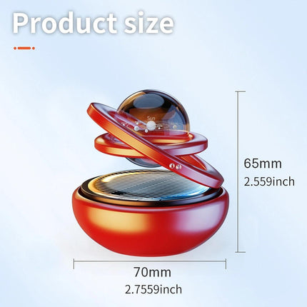 Red Solar-Powered Rotating Car Air Freshener: Space-Themed Dashboard Decor with Ocean Scent & 16 Cologne Pads.