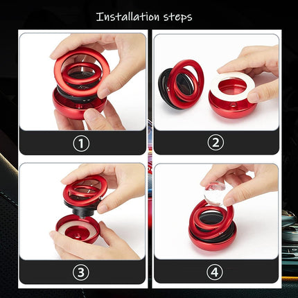Red Solar-Powered Rotating Car Air Freshener: Space-Themed Dashboard Decor with Ocean Scent & 16 Cologne Pads.