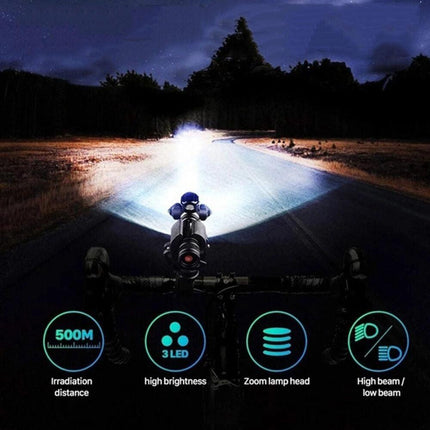 Rotatable Aluminium Alloy Bike Flashlight: USB Rechargeable, 500m Range, 170g with Mount, Perfect for Aussie Night Riders.