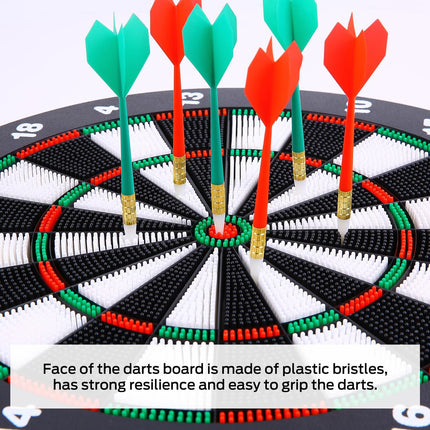 Safety Dart Board Set with 6 Soft Tip Darts: 16-Inch Rubber Dartboard for Family, Office & Party Leisure Sport.