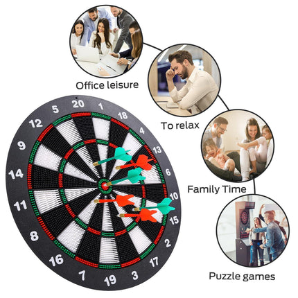 Safety Dart Board Set with 6 Soft Tip Darts: 16-Inch Rubber Dartboard for Family, Office & Party Leisure Sport.