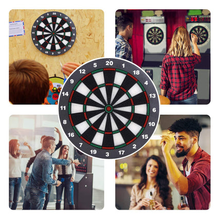 Safety Dart Board Set with 6 Soft Tip Darts: 16-Inch Rubber Dartboard for Family, Office & Party Leisure Sport.