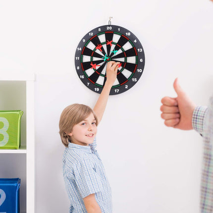 Safety Dart Board Set with 6 Soft Tip Darts: 16-Inch Rubber Dartboard for Family, Office & Party Leisure Sport.