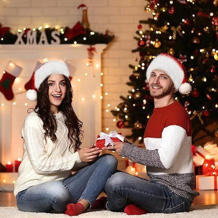 3Pack Christmas Santa Hats for Adults - Extra Thicken Velvet Santa Claus Hats for Women Men Fluffy Plush Xmas Hats Christmas Party Supplies New Year's Eve Party Hats for Adults Teenagers.