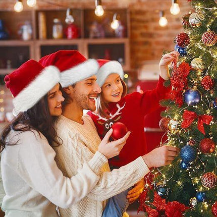 3Pack Christmas Santa Hats for Adults - Extra Thicken Velvet Santa Claus Hats for Women Men Fluffy Plush Xmas Hats Christmas Party Supplies New Year's Eve Party Hats for Adults Teenagers.