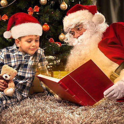 3Pack Christmas Santa Hats for Adults - Extra Thicken Velvet Santa Claus Hats for Women Men Fluffy Plush Xmas Hats Christmas Party Supplies New Year's Eve Party Hats for Adults Teenagers.