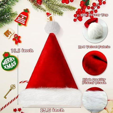 3Pack Christmas Santa Hats for Adults - Extra Thicken Velvet Santa Claus Hats for Women Men Fluffy Plush Xmas Hats Christmas Party Supplies New Year's Eve Party Hats for Adults Teenagers.