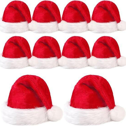 3Pack Christmas Santa Hats for Adults - Extra Thicken Velvet Santa Claus Hats for Women Men Fluffy Plush Xmas Hats Christmas Party Supplies New Year's Eve Party Hats for Adults Teenagers.