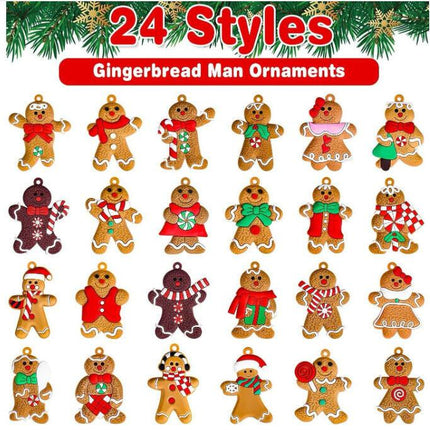 24pcs Christmas Ornaments Cute Snowman Xmas Tree Decorations Santa Claus Plastic Figurines Ornaments with Sugar Cookie House for Christmas Tree Hanging Party DIY Decor 3 Inch Tall.