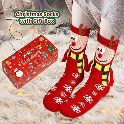 4 Pairs Christmas Socks, Crazy Holiday Hand Holding Socks Funny Christmas Stocking Stuffers.