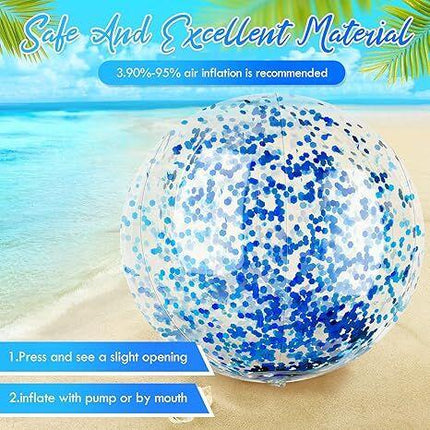 Christmas 10 Pcs Inflateable Sequin Glitter Beach Balls, 24 Inch and 16 Inch Jumbo Pool Confetti Glitter Balls, Swimming Pool Beach Toys for Summer Favor Decorations.