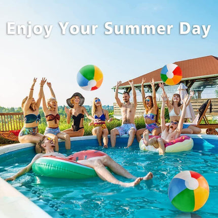 12'' Beach Ball for Kids: 14 Pack Beach Balls Bulk Inflatable Pool - Beach Balls Bulk Hawaiian Tropical Theme Christmas Party Decorations Favors Supplies.