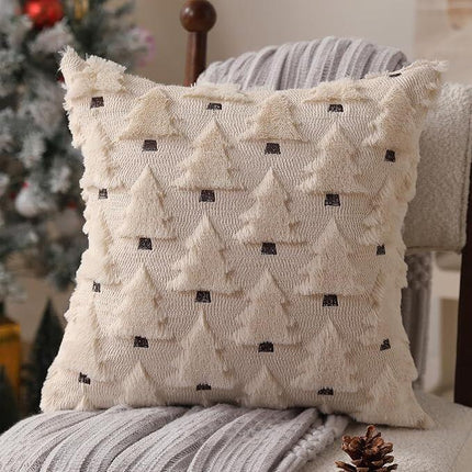 Christmas Pillow Covers 18x18 inch Set of 2 Black Christmas Decorations Soft Plush Faux Fur Wool Xmas Tree Throw Pillow Cases Winter Holiday Decor for Sofa Living Room.