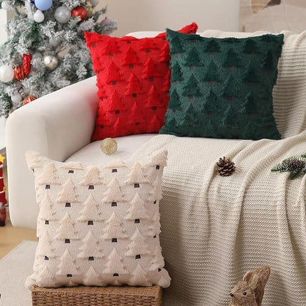 Christmas Pillow Covers 18x18 inch Set of 2 Black Christmas Decorations Soft Plush Faux Fur Wool Xmas Tree Throw Pillow Cases Winter Holiday Decor for Sofa Living Room.
