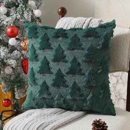 Christmas Pillow Covers 18x18 inch Set of 2 Black Christmas Decorations Soft Plush Faux Fur Wool Xmas Tree Throw Pillow Cases Winter Holiday Decor for Sofa Living Room.