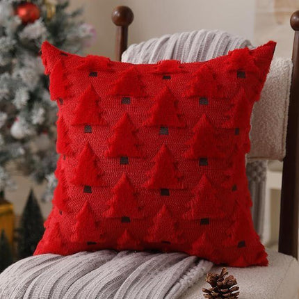 Christmas Pillow Covers 18x18 inch Set of 2 Black Christmas Decorations Soft Plush Faux Fur Wool Xmas Tree Throw Pillow Cases Winter Holiday Decor for Sofa Living Room.