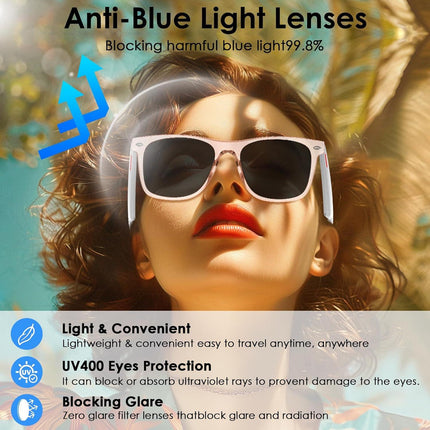 AI Smart Translation Sunglasses: UV400, Bluetooth, 110+ Languages, Voice Control – Ideal for Travel & Work (Pink).