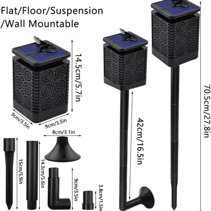 2-Pack Solar Garden Stake Light with Floral Pattern: 12 LED Outdoor Decorative Light with Multiple Mounting Options.