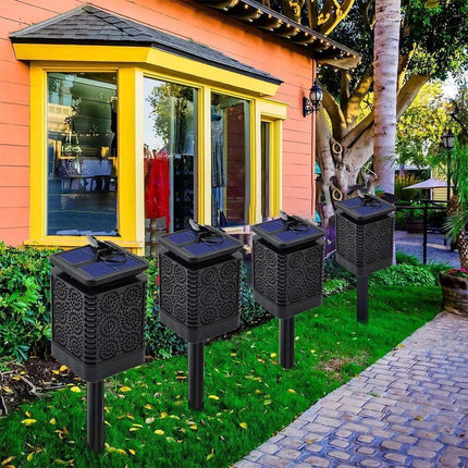 2-Pack Solar Garden Stake Light with Floral Pattern: 12 LED Outdoor Decorative Light with Multiple Mounting Options.