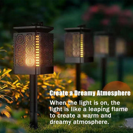 2-Pack Solar Garden Stake Light with Floral Pattern: 12 LED Outdoor Decorative Light with Multiple Mounting Options.