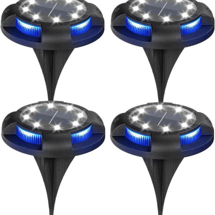 4-Pack Solar Ground Lights: 8-LED Outdoor Garden Pathway Lights with IP65 Waterproof for Lawn, Patio & Landscape.